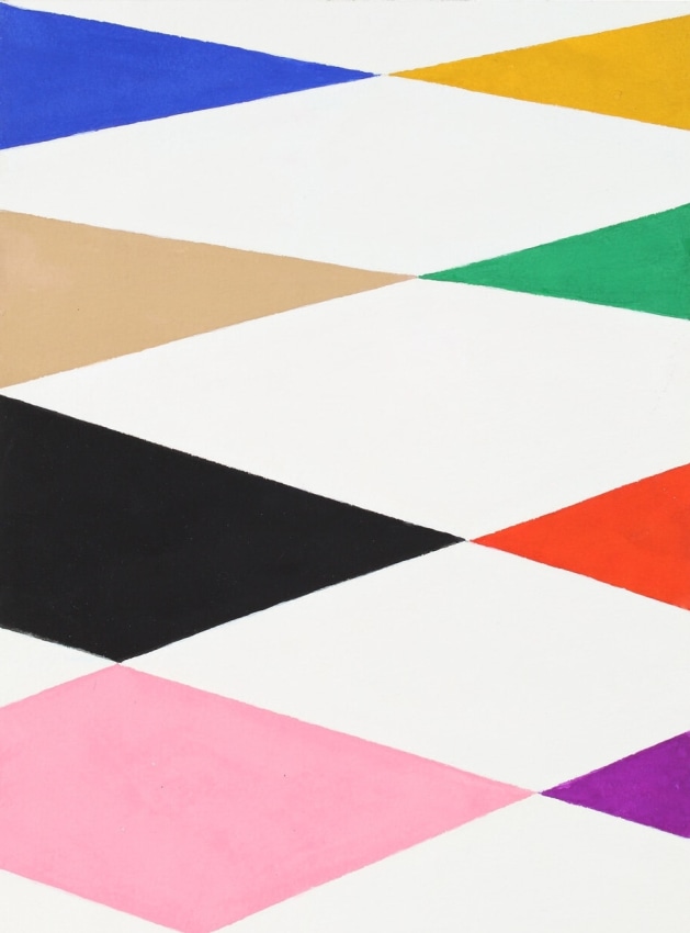 Reclining Harlequin,&nbsp;2019, gouache on paper, 12 x 9 inches