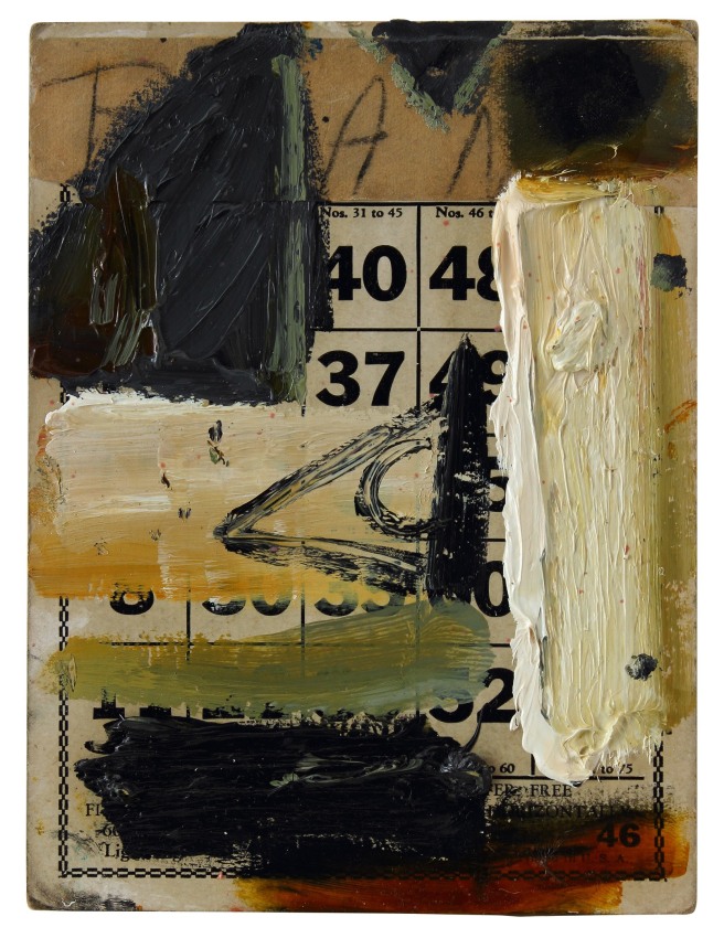 Harrington Road Series #21, 2010, oil on Bingo card, 7 1/4 x 5 1/2 inches