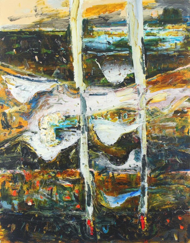 Two Brush Fires,&nbsp;2013, oil on canvas, 28 x 22 inches