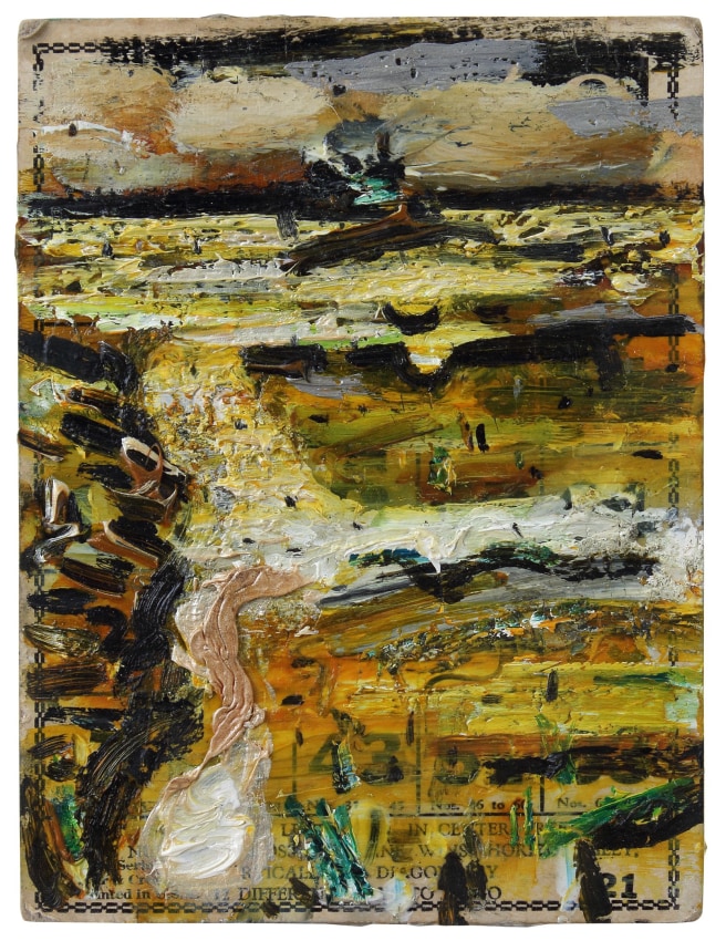 Harrington Road Series #10, 2010, oil on Bingo card, 7 1/4 x 5 1/2 inches