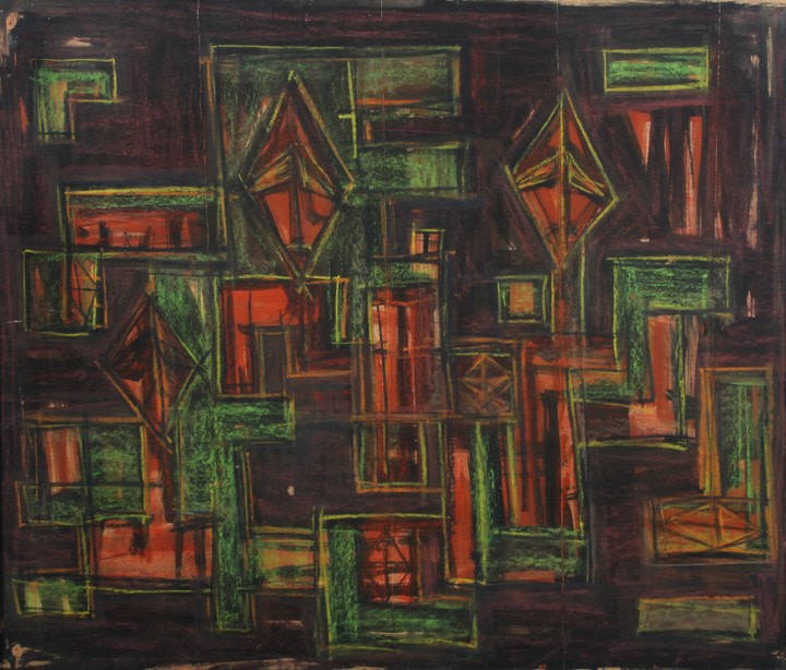 Rasheed Araeen,&nbsp;Hyd V, 1963, Watercolor, pastel and black ink on paper, 25 x 29.5 in