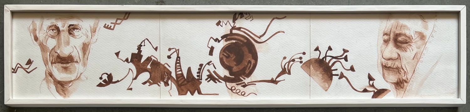 Ink on paper drawing from Shrapnel series by Veer Munshi