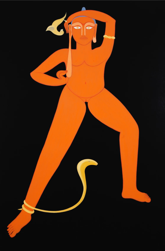 Rekha Rodwittiya,&nbsp;Rekha @ 50 (Orange),&nbsp;2008,&nbsp;Acrylic and oil on canvas, 72 x 48 in