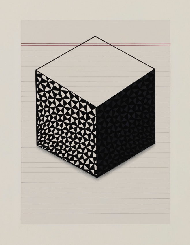 Painting of a hole with a cube vortex on wasli paper