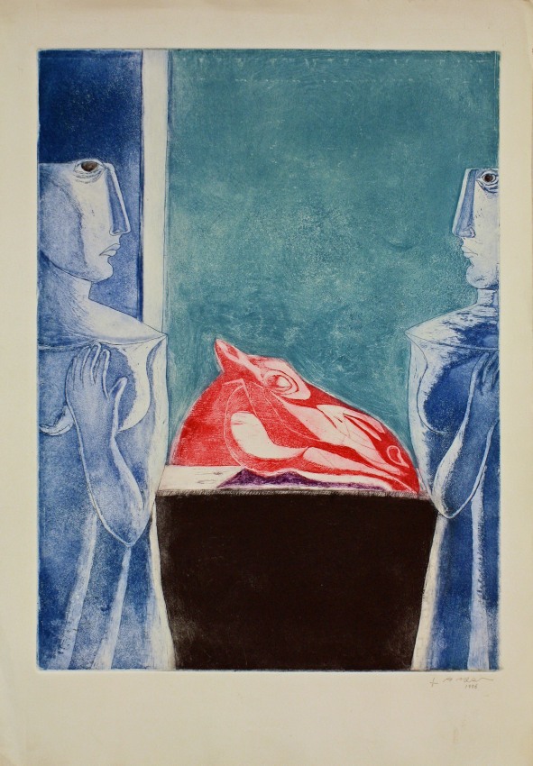 Ahmed Morsi, The Loving Horse Series I,&nbsp;1996,&nbsp;Etching on zinc plates &amp;amp; aquatint,&nbsp;24 x 17.5 in