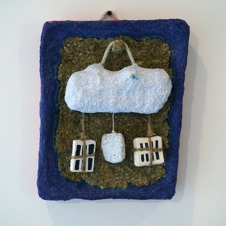 Mohamed Ahmed Ibrahim, Hanging Objects 8,&nbsp;2020,&nbsp;Paper mache and cardboard,&nbsp;12 x 8&nbsp;in