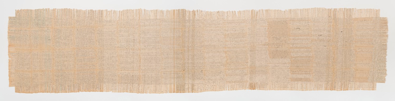 Ghulam Mohammad, Tana Bana (Fidget), 2019, Paper woven carpet, 36 x 156 in