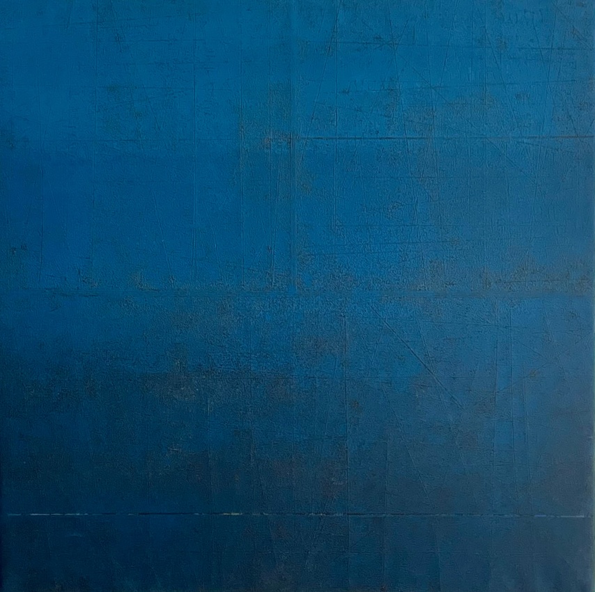 Abstract painting in blue tones