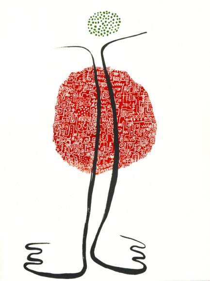 Victor Ekpuk, &quot;And Those Who Were Dancing Were Thought To be Insane By Those Who Could Not Hear Music&quot; after Nietzsche,&nbsp;2018,&nbsp;Ink on paper,&nbsp;18 x 22&nbsp;in