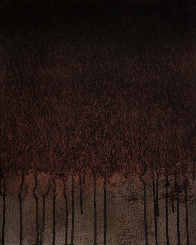 Mohammed Kazem, Soundless V,&nbsp;2015, Acrylic and pastel on paper, 20 x 16 in