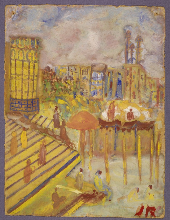 Jamini Roy, Untitled (Benares Ghats), Tempera on paper, 8.66 x 6.69 in