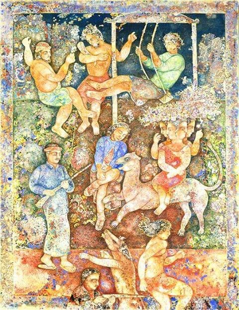 Sakti Burman SUSAN SWINGING IN THE EVENING