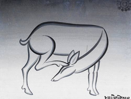 Jamini Roy, Untitled (Deer), Tempera on paper, 11.5 x 15 in