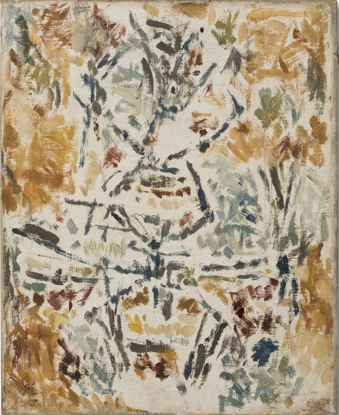 Ernest Mancoba,&nbsp;Untitled (1),&nbsp;1985,&nbsp;Oil on canvas,&nbsp;31.5 x 25.5 in, Image courtesy of the Estate of Ernest Mancoba and Galerie Mikael Andersen, Copenhagen.