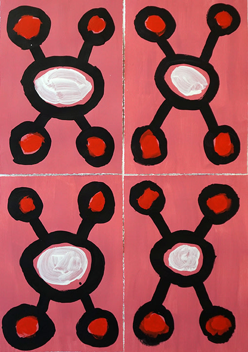 Mohamed Ahmed Ibrahim, Flowers from Above (set of 4),&nbsp;2020,&nbsp;Acrylic on paper,&nbsp;16.5 x 12&nbsp;in