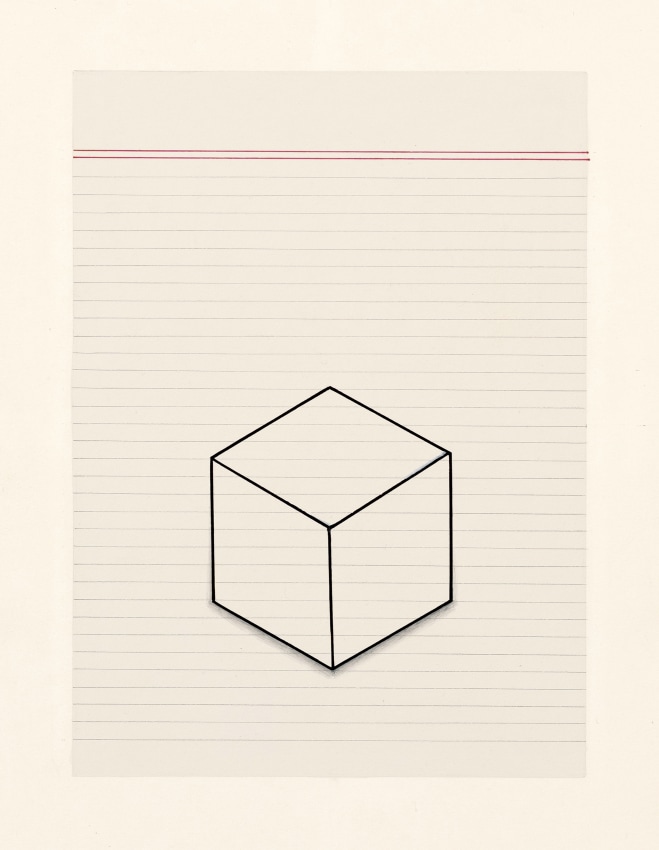 Painting of a hole with a cube vortex on wasli paper