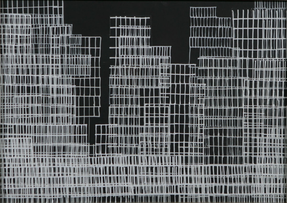 Drawing of a cityscape on film