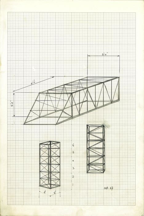 Rasheed Araeen Original Drawings for Sculpture (1-4)