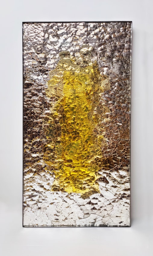 mirrored glass with yellow center