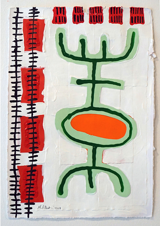 Mohamed Ahmed Ibrahim, Untitled 3,&nbsp;2019,&nbsp;Acrylic and collage on paper,&nbsp;20 x 14&nbsp;in