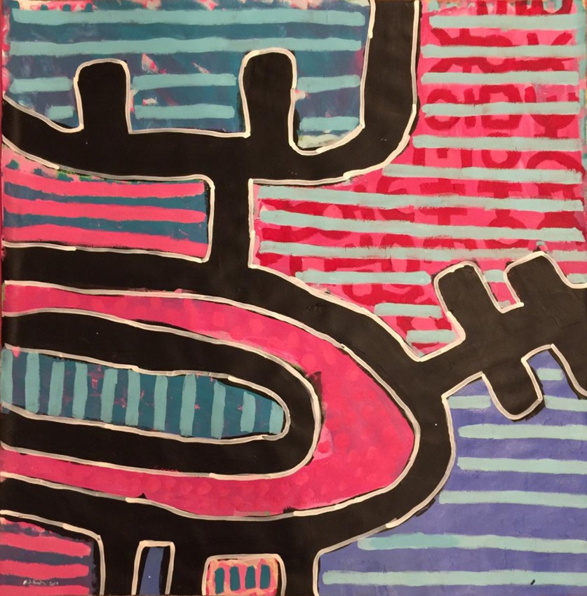 Mohamed Ahmed Ibrahim, Untitled 8,&nbsp;2019,&nbsp;Acrylic on paper,&nbsp;43.5 x 45 in