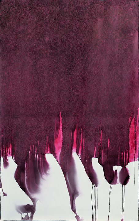 Mohammed Kazem, Soundless I, 2015, Acrylic, ink, and&nbsp;pastel on paper, 71 x 51 in