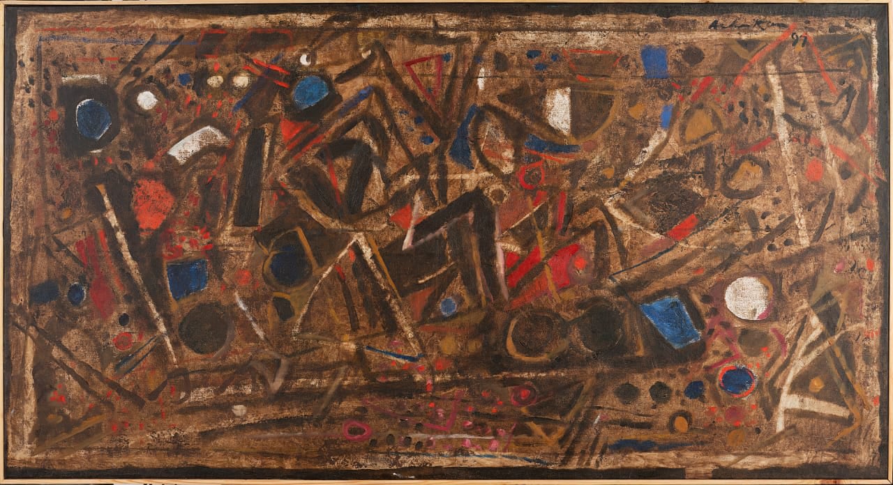 Abstract painting in brown tones