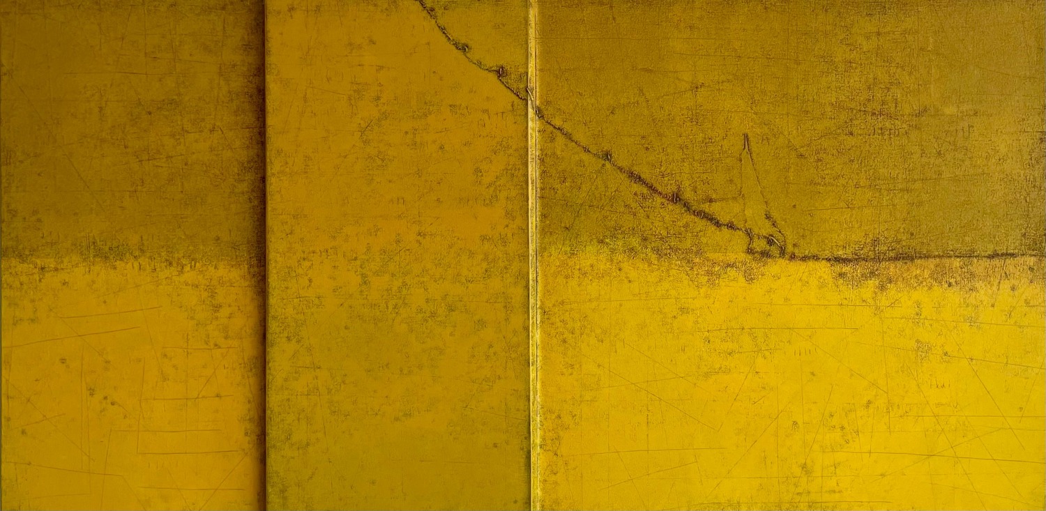 Abstract painting in yellow tones