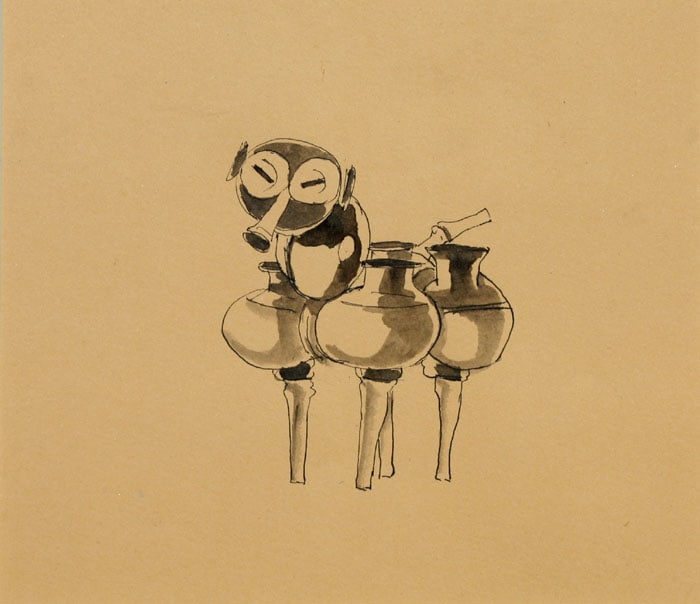 animal made from ceramics in the form of a watercolor drawing