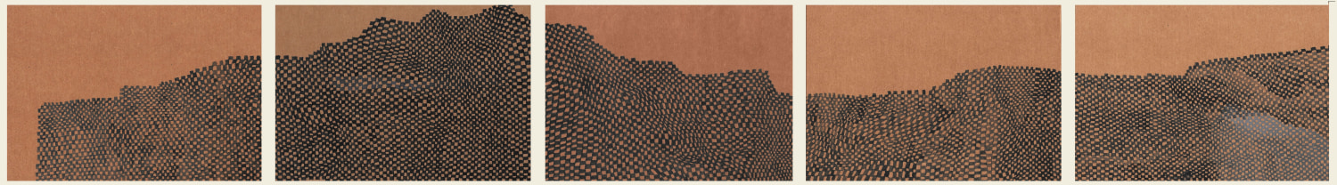 Pooja Iranna,&nbsp;and time passed by 1, 2002, Ink on paper, 6 x 8 in each (45 x 12 in framed [114.3 x 30.48 cm])