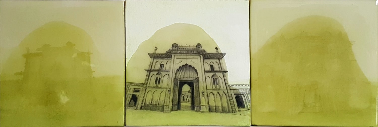 Saba Qizilbash,&nbsp;Enemy Properties 1,&nbsp;2018,&nbsp;Graphite and acrylic on paper, mounted on wood, coated in epoxy,&nbsp;5 x 15 in