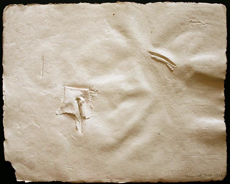 Somnath Hore,&nbsp;Untitled (Wound Series), 4,&nbsp;1972,&nbsp;Cast on handmade paper, 19 x 12.5 in