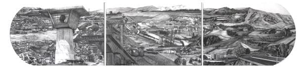 Saba Qizilbash, The Grand Trunk Road &ndash; Kabul to Torkham, 2019, Graphite on paper, 10 x 45 in