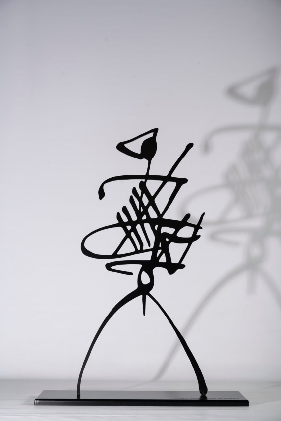 Rachid Koraïchi, Les Vigilants, la Nuit...IV, 2021, Black painted corten steel, 66.93 x 51.18 x 18.11 in (170 x 130 x 46 cm)