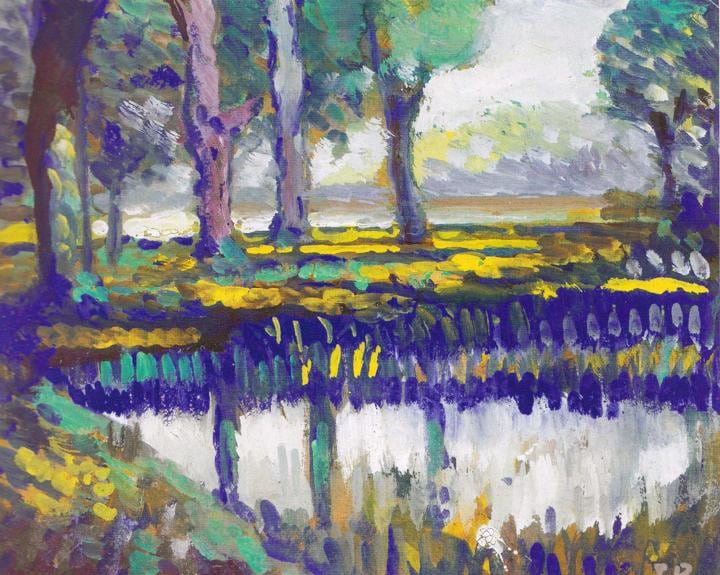 Jamini Roy LANDSCAPE WITH POND (WITH LANDSCAPE ON REVERSE)