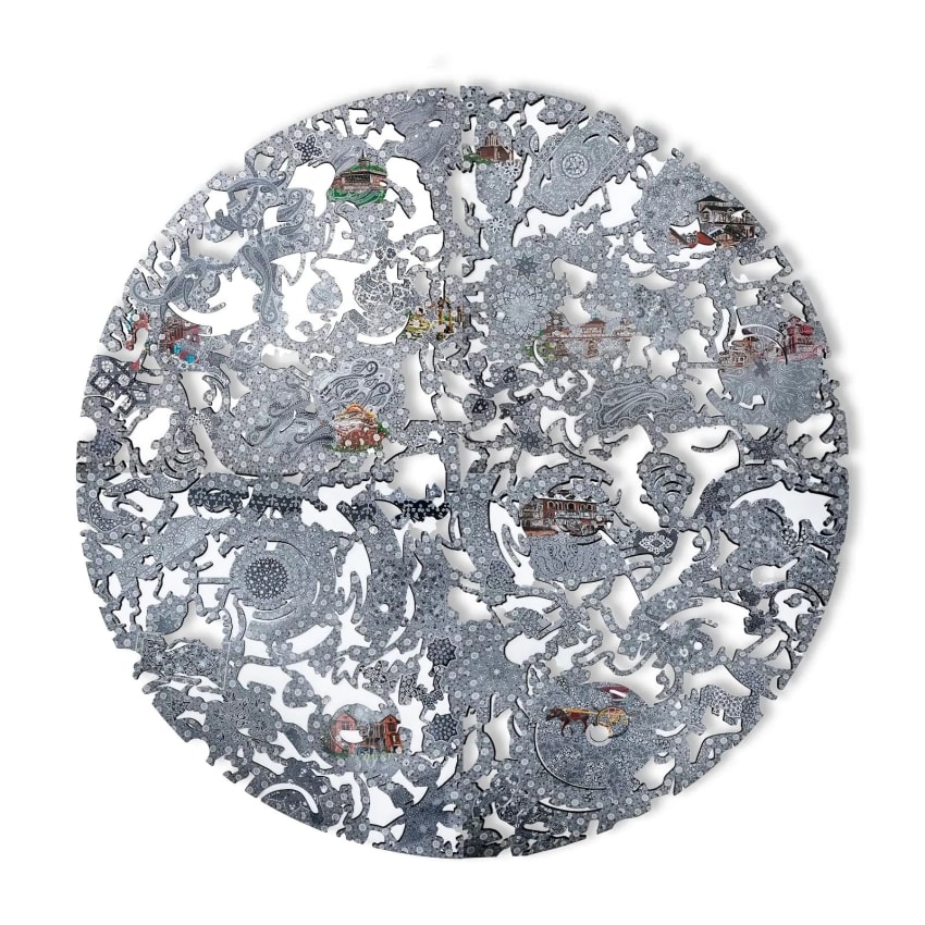 Veer Munshi,&nbsp;Meeraas (Inheritance), 2024,&nbsp;Hand painted acrylic on board, 94 x 94 in (238.8 x 238.8 cm), MUNVE020