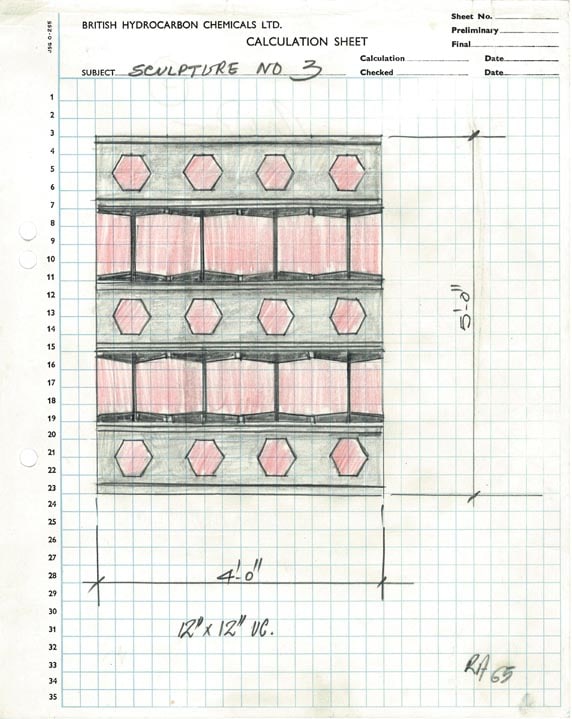 Rasheed Araeen Original Drawings for Sculpture (9-12)