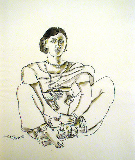 Laxma Goud,&nbsp;Watercolor Drawing 3,&nbsp;Watercolor and ink on paper, 11 x 9 in, &nbsp;