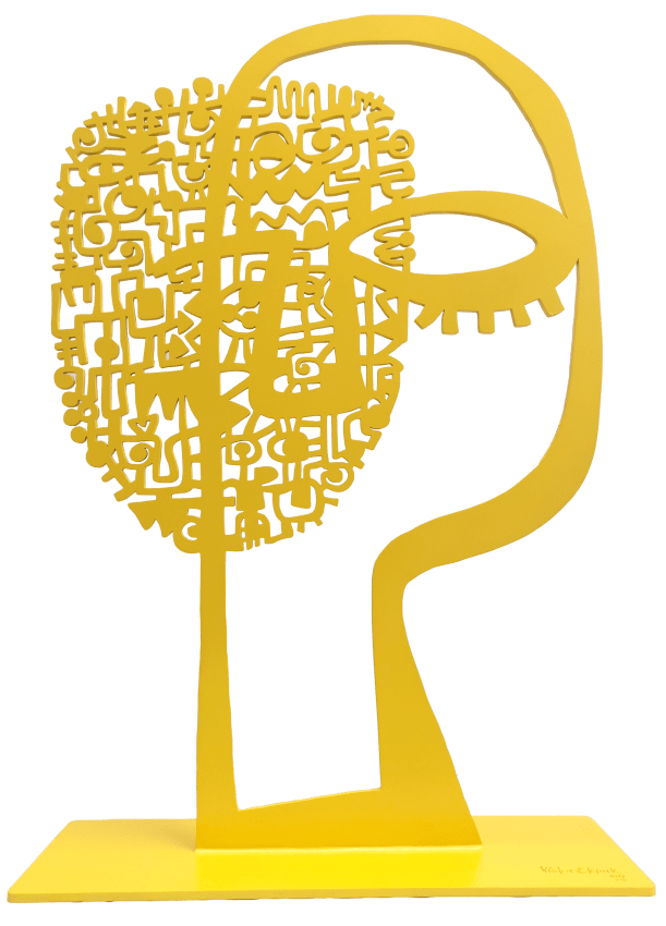 Victor Ekpuk,&nbsp;Mask​​​​​​​, 2022, Hand painted steel, 35.4 x 23.6 in (90 x 60 cm)