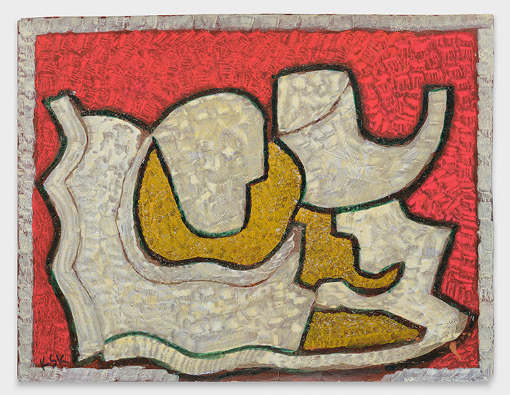 Abstract composition in white, yellow and red