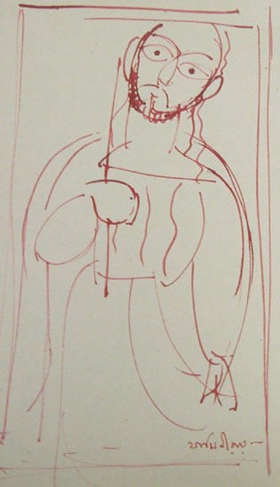 Jamini Roy UNTITLED (RED CHRIST)