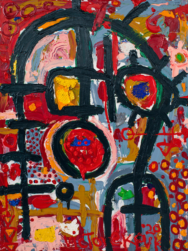 Victor Ekpuk, Oh!,&nbsp;2020,&nbsp;Acrylic on canvas,&nbsp;48 x 26&nbsp;in