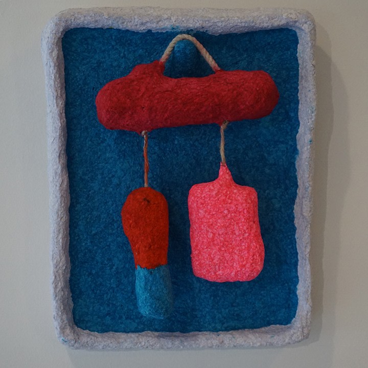 Mohamed Ahmed Ibrahim, Hanging Objects 1,&nbsp;2020,&nbsp;Paper mache and cardboard, 10.25 x 7.5&nbsp;in