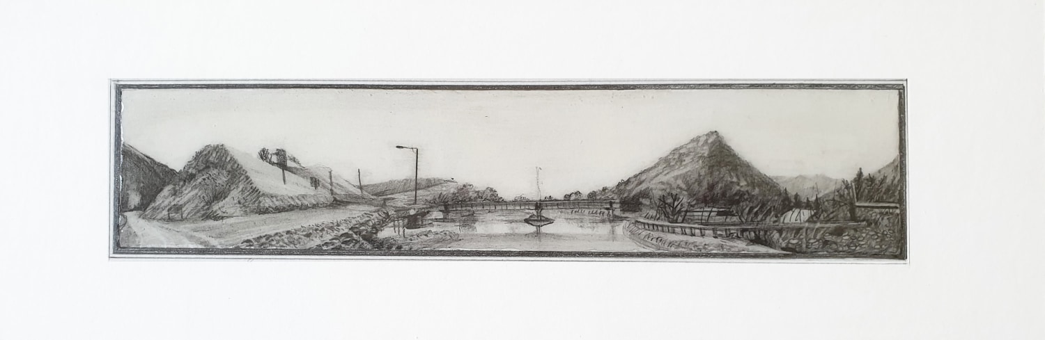 Saba Qizilbash, Isolation 12,&nbsp;2019,&nbsp;Graphite and resin on paper, mounted on wood, 4 x 12&nbsp;in