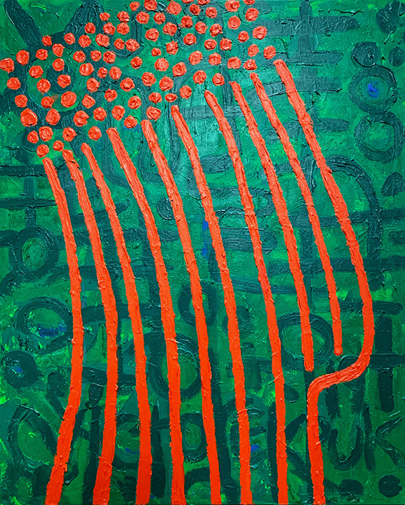 Victor Ekpuk, Royals and Goddesses 1,&nbsp;2019,&nbsp;Acrylic on canvas,&nbsp;48 x 60 in