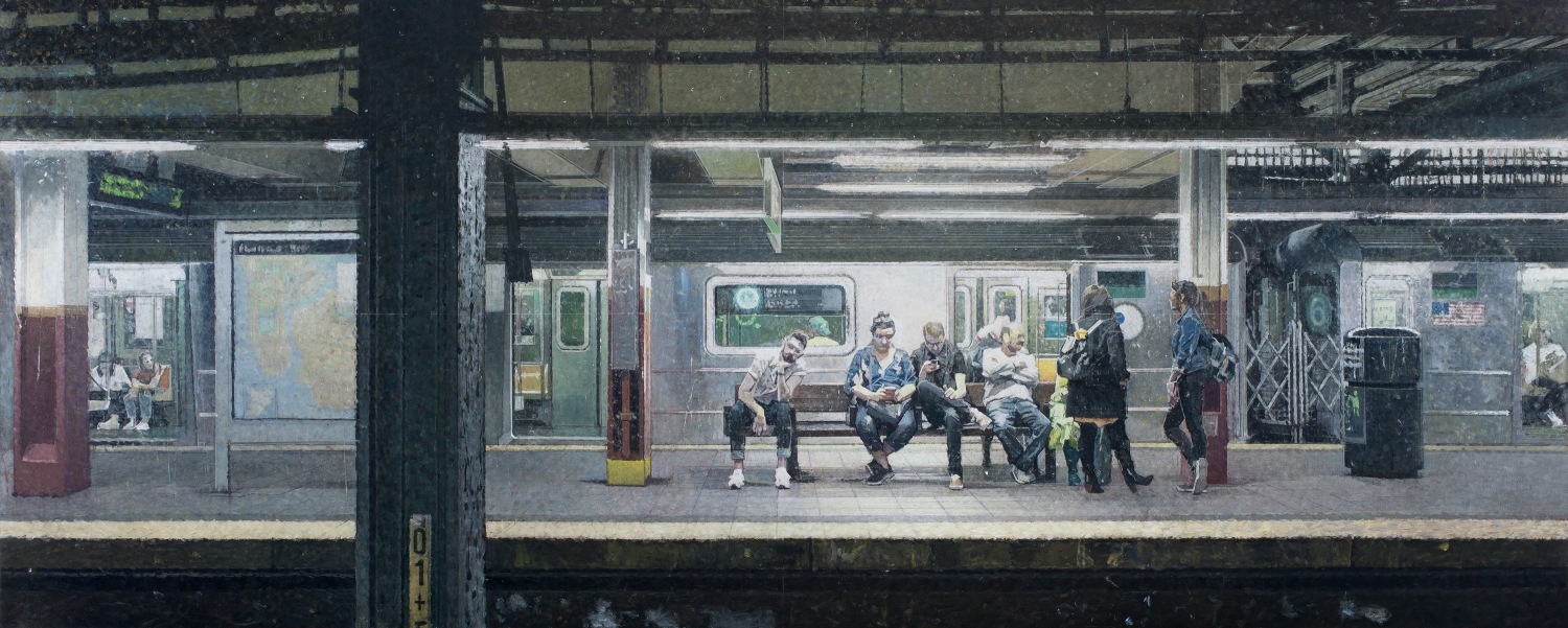 Bernardo Siciliano,&nbsp;Pigs and Saints,&nbsp;2019,&nbsp;Oil on canvas, 58 x 144 in