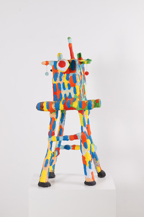 Mohamed Ahmed Ibrahim, Robot 4,&nbsp;2013,&nbsp;Sliced cardboard, cardboard box, paper mache, twine,&nbsp;41&nbsp;x 17.5 x 16.5 in