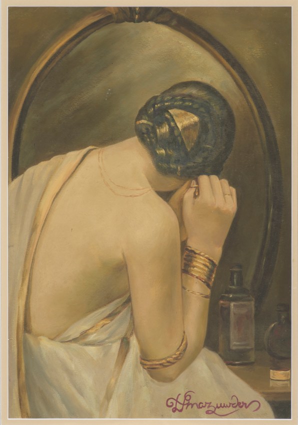 Hemen Mazumdar, Ear-Ring, Watercolor & gouache on paper, 14.57 x 9.84 in