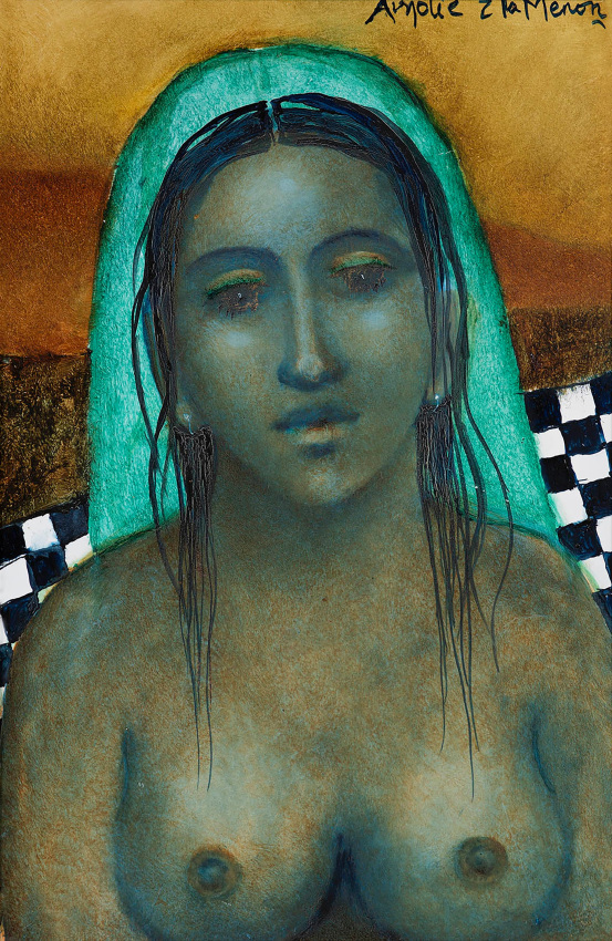 Anjolie Ela Menon,&nbsp;Torso, 2020, Oil on Masonite board, 16 x 12 in