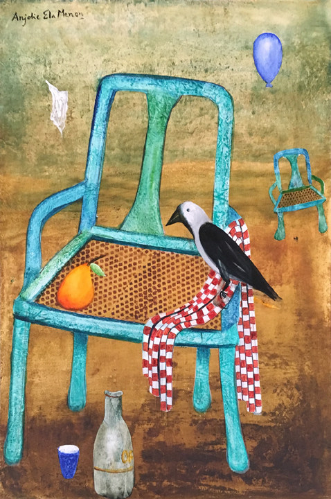 Anjolie Ela Menon,&nbsp;After the Party,&nbsp;2017,&nbsp;Oil on Masonite board,&nbsp;36 x 24 in